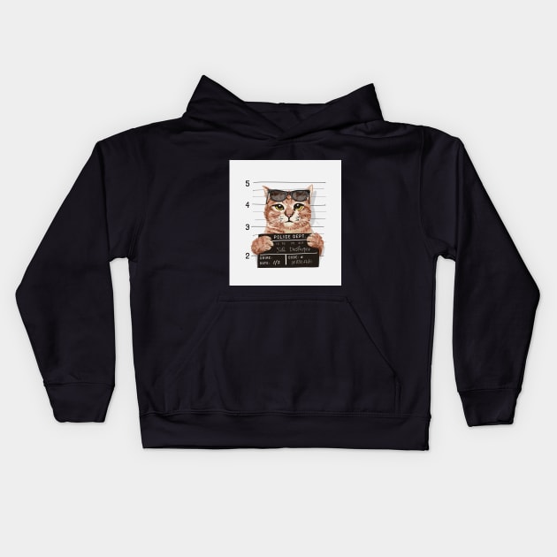 Funny cat got arreseted Kids Hoodie by sharukhdesign